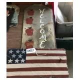 Slate American flag and slate welcome sign with
