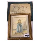 Best friends framed and framed drawing of girl