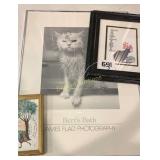 Berts bath and two handmade cat pictures