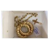 10K earrings, bracelet, cross pendant