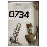 Sterling necklace, pin & earrings