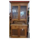 Antique Stepback cupboard w/wavy glass