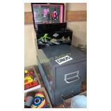 (2) mini metal cabinets and makeup storage