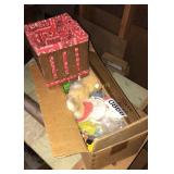 Stuffed bunny, small wooden crate and more.