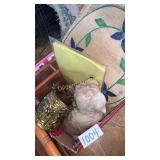 Tablecloths, decorative dog, and more