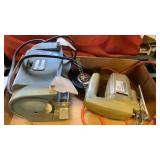 Bench grinder, B&D electric saw, radio