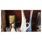 Vases, bell and glasses