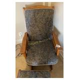 Glide rocking wooden chair with foot stool