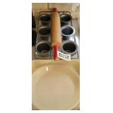 Fire King dishes, rolling pin and more