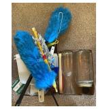 Misc cleaning supplies and glass jars