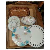 Milk glass plate, Avon dishes and more