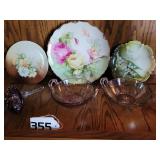 Glass flower, plates and bowls