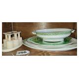 Shot glass set, serving bowl and platters