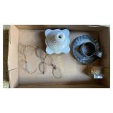 Oil lamp base, eye glasses, misc.