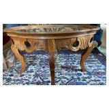 Hand carved eagle glass top coffee table