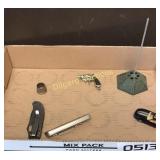 Knives, toy matchbox car misc