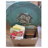 Misc Metal flower plate and towels