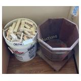 Sponge wear tile and wooden bucket