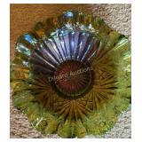 9.5"? Millersburg Rays/ Ribbons Carnival glass bo