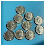 (10) 1968-D 40% silver Kennedy Halves Very High