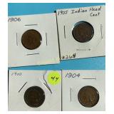 1900, 04, 05, 06 Indian Head Cents  All full