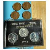 (2) 1909-P VDB, 1912-D & 15-D Lincoln Cents + Set