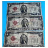 (3) 1928-D $2 Legal Tender Notes