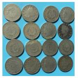 (16) Liberty Nickels 1883 with cents to 1912-D