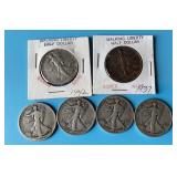 (6) Walking Liberty Halves  Including 1918-S
