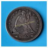 1853-P Seated Liberty Quarter