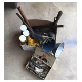 Funnels, oils, wrenches