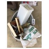 Tin bowl, needle nose pliers, and more