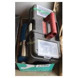 Tool box, propane tank, nails and bolts