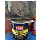 Roof cement and camo hat