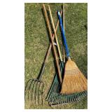 Rake, pitchfork, broom