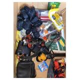 Flashlights, straps, binoculars