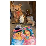 Animal figurines, stuffed animals, cutouts