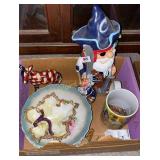Painted plates, mug, figurines