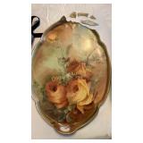 Hand painted serving tray with some damage and