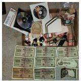 Foreign currency, stamps, buttons and more