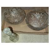 Glass bowls and cruet