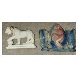 Salt lion figurine and vase figurine