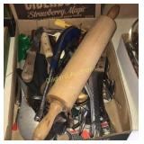 Rolling pin, knives, and misc kitchen utensils