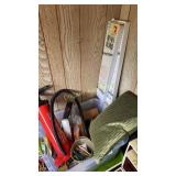 Painting supplies, blinds, pillow, air pump