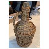 Glass serving plates, jars and wicker jug