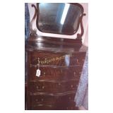 Five drawer chest with mirror