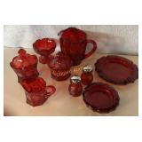 Red Fostoria Coin Glass Pieces