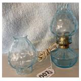 Blue Fostoria Coin Glass lamp