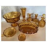 Amber Fostoria Coin Glass pieces