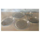 5 Clear glass Fire King baking dishes